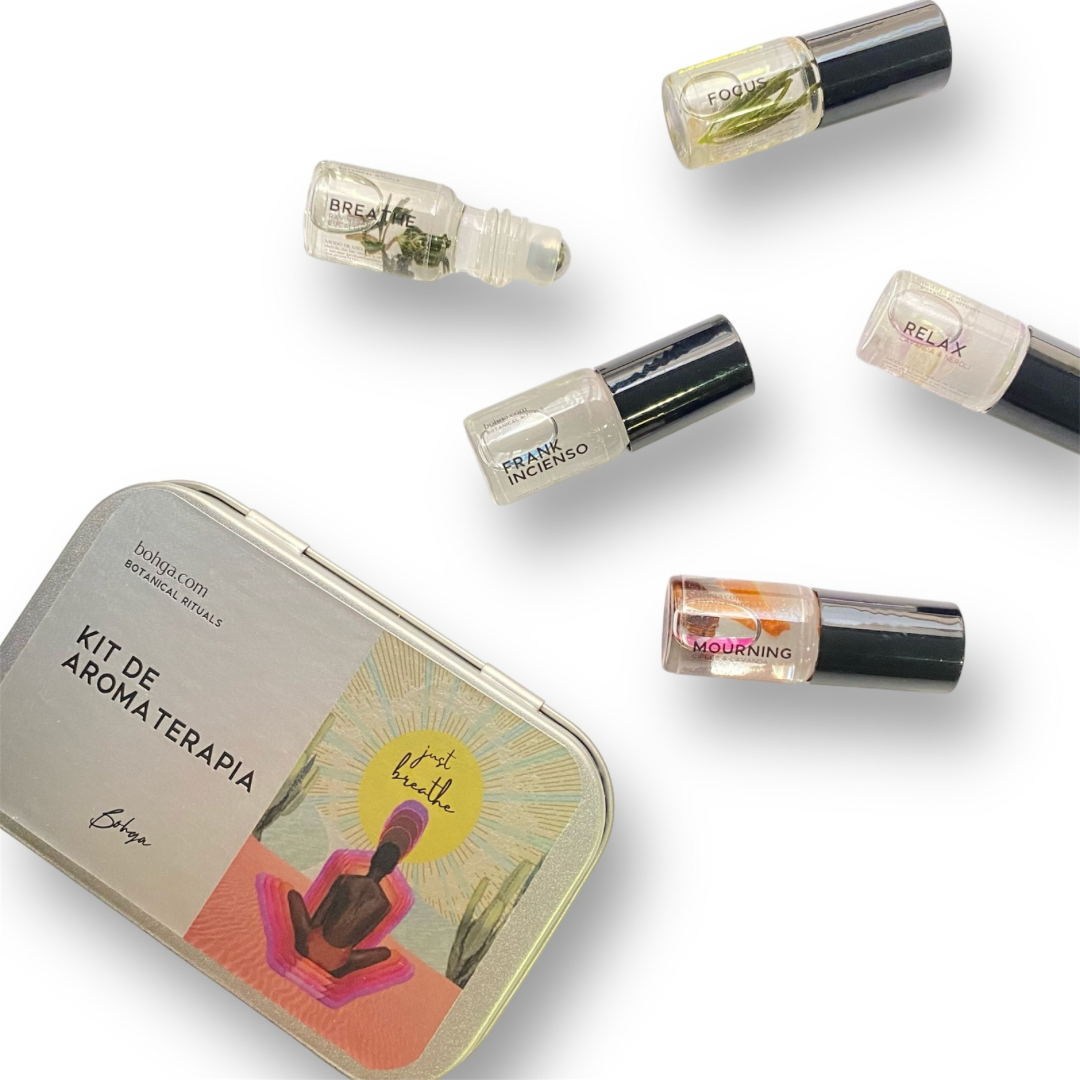 Kit aromaterapia (5 roll on + estuche metálico)