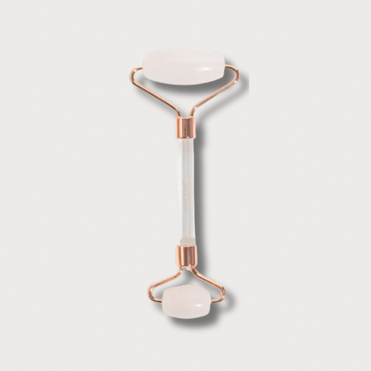 Rodillo facial de cuarzo rosa