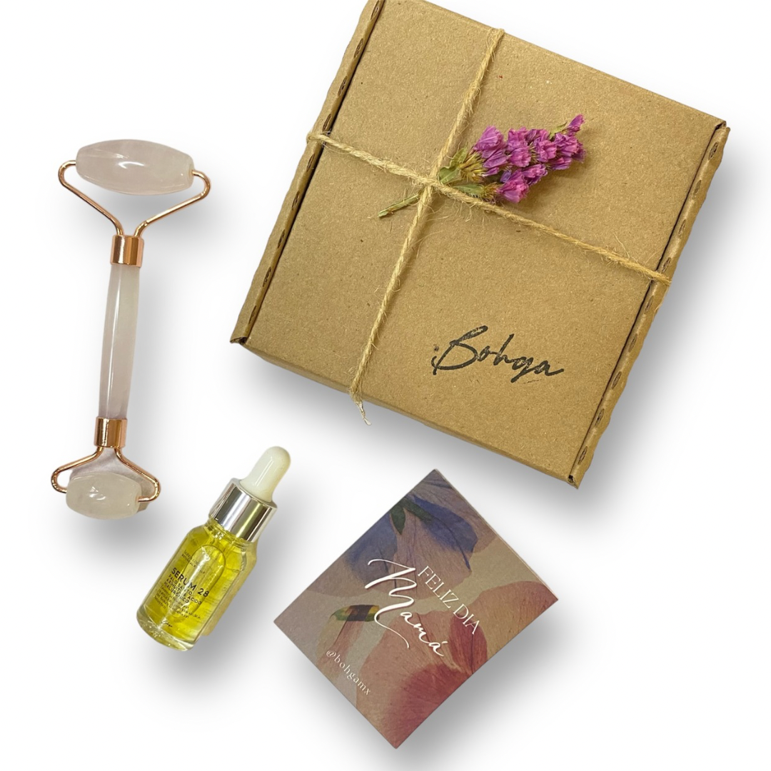 Rodillo de cuarzo rosa + Serum 28