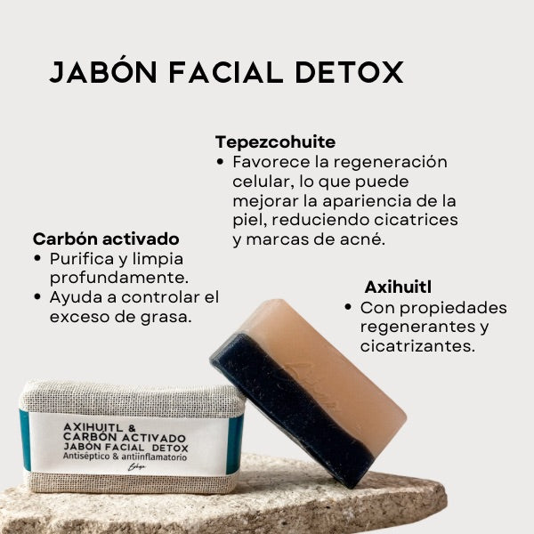 Jabón facial con carbón activado & axihuitl